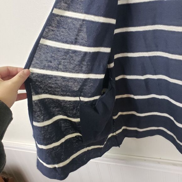 Chaser NWT Women's Blueish Grey White Striped Open Long Sleeve Cardigan Size Med - Picture 6 of 11